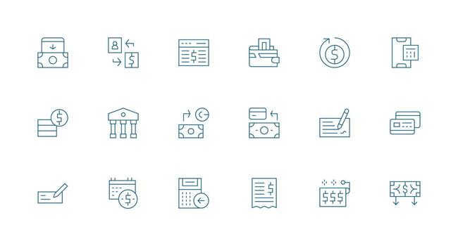 Minimal Line Icons from Debit Set with 18 Vectors Multi-Purpose Icon Set