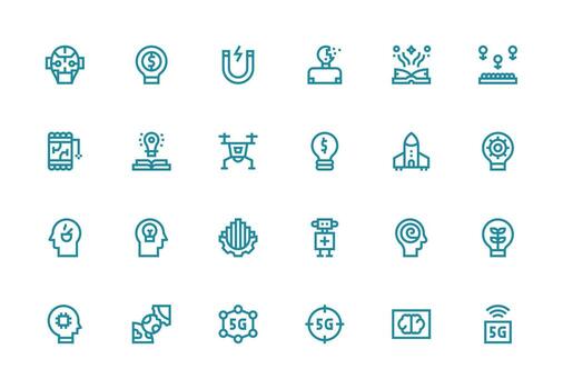 Innovation Set with 24 Thick Line Line Icons Balanced Icon Set for Functional Design vector