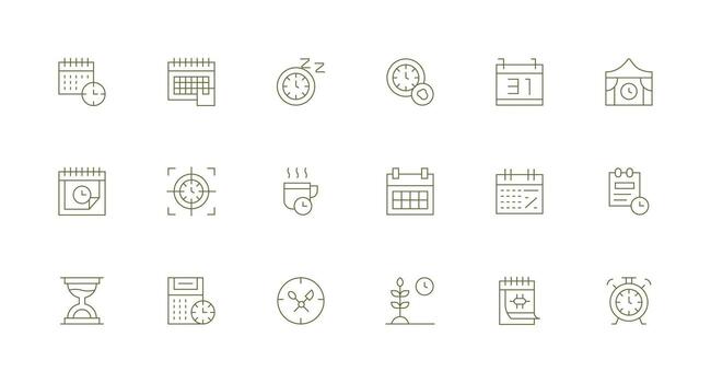 Minimal Line Icons from Time Management Set with 18 Vectors Organized Glyph Icons for Fast Design