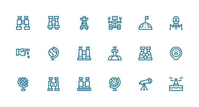 Strong Stroke Line Icons from Exploration Set with 18 Vectors All-Purpose Icon Design Pack