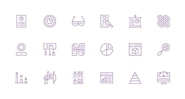 mínimo línea estilo datos visualización íconos con 18 vectores de confianza íconos para todas interfaces