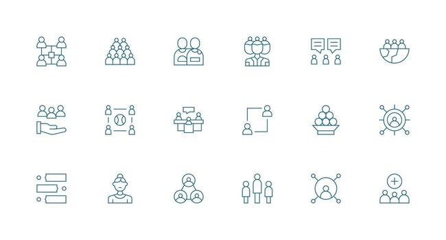 Group featuring 18 Icons in Minimal Line Design Simple Icons for Interface and Wireframes vector