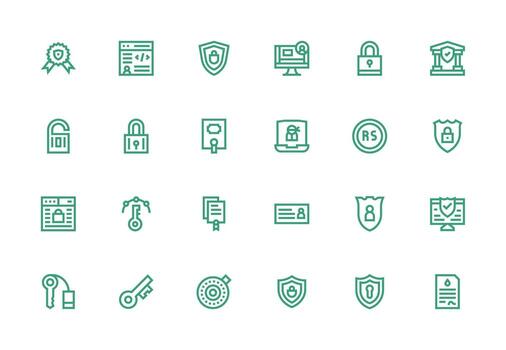 24 Icons for Authentication in Thick Line Line Format Professional Icon Pack for Development Work vector
