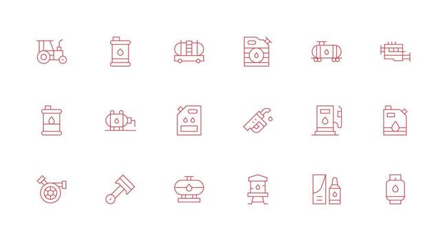 diesel conjunto con 18 mínimo línea íconos lleno icono biblioteca para ui diseñadores vector