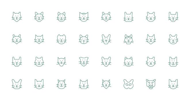 Thin Line Style Feline Icons with 32 Vectors Reliable Icons for All Interfaces