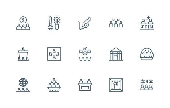 Regular Line Icons from Gathering Set with 15 Vectors Essential Icons for Rapid UI Building