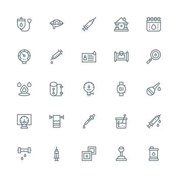 fluido conjunto con 25 medio carrera contorno íconos completar icono conjunto para móvil aplicaciones vector