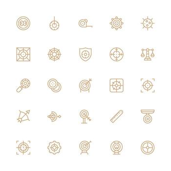 exactitud presentando 25 íconos en medio carrera contorno diseño limpiar conjunto para diseño prototipos vector