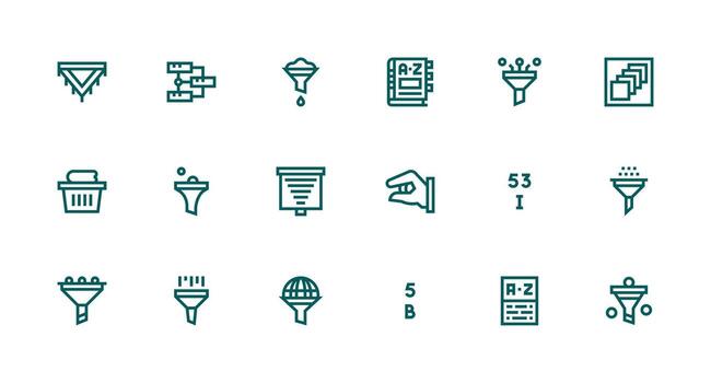 Sorting Icon Set with 18 Strong Stroke Line Graphics Fully Editable Icon Set for Web vector