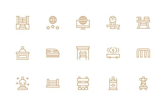 15 íconos para plataforma en regular línea formato compacto icono paquete vector