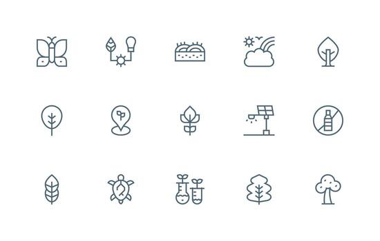 Environment Set with 15 Regular Line Icons Essential Icon Set for Teams vector