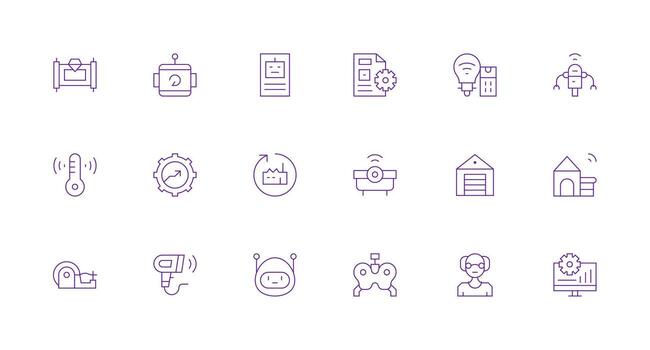 18 Automation Icons in Minimal Line Aesthetic Reusable Icon Set vector