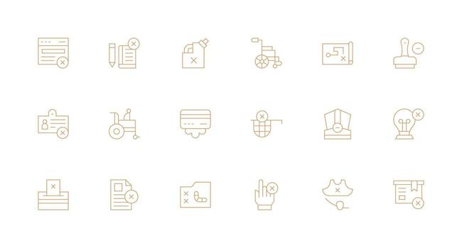 Invalid Icon Set with 18 Minimal Line Graphics Interface Icons for Daily Use vector