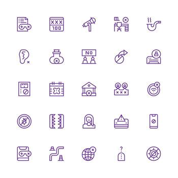Blocked Icon Collection with 25 Medium Stroke Outline Designs Flexible Icon System for Web Interfaces vector