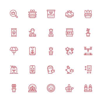 Grow Icon Set with 25 Medium Stroke Outline Graphics Full Icon Library for UI Designers vector