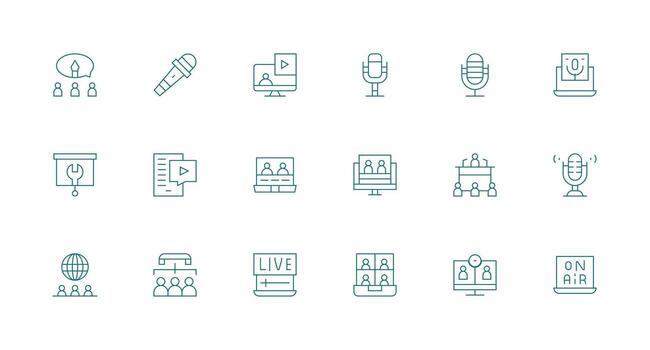 Webinar Set with 18 Minimal Line Icons Reusable Icon Set vector