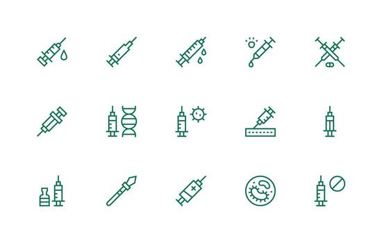 Regular Line Icons from Vaccine Set with 15 Vectors Basic Icon Series