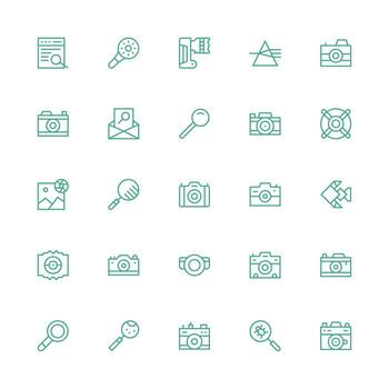 25 Medium Stroke Outline Vectors for Lens Theme Minimal Icon Set for Interface Projects