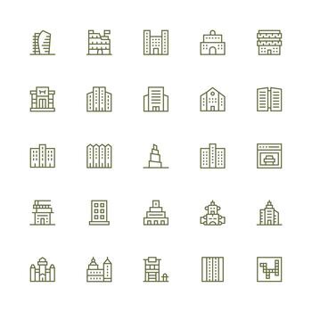 25 Medium Stroke Outline Icons for Multistory Graphics UI Icon Set vector