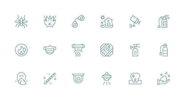 Prevention Icon Collection with 18 Minimal Line Designs Simple Icons for Interface and Wireframes vector