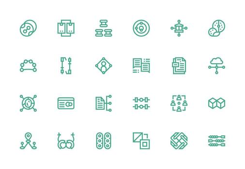 Linked Design Icons featuring 24 in Thick Line Line Style Compact Icon Set vector