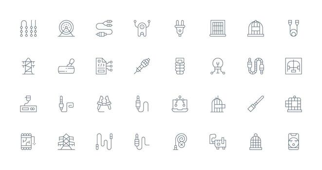 Wire Visual Pack containing 32 Thin Line Icons Simplified Icon Pack for Visual Tools vector