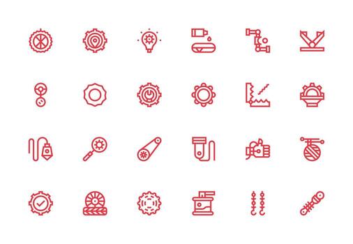 24 Icons for Mechanism in Thick Line Line Format Scalable Icon Pack vector