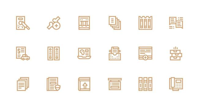Document Management Set with 18 Strong Stroke Line Icons Icon Set for Web vector