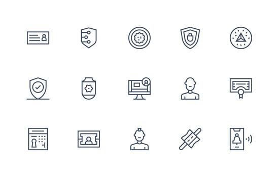 Authentication featuring 15 Icons in Regular Line Design Outline Icon Pack vector