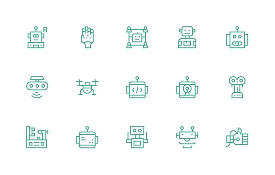 Robotics featuring 15 Icons in Regular Line Design Icons Built for Visual Consistency Pack vector