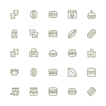 25 íconos para emparedado en medio carrera contorno formato de múltiples fines icono paquete para plantillas vector