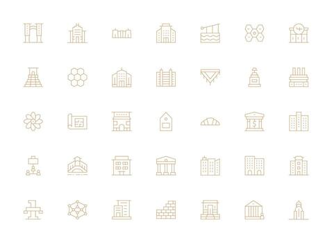 Structure Icon Set with 35 Light Line Graphics Light Icon Series vector
