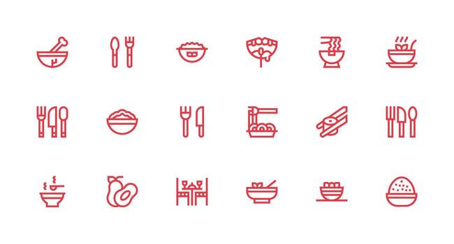 Eating featuring 18 Icons in Strong Stroke Line Design Quick Access Icons for UI Development vector
