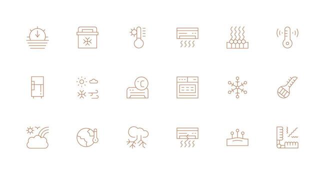18 mínimo línea íconos para temperatura gráficos de múltiples fines icono conjunto vector