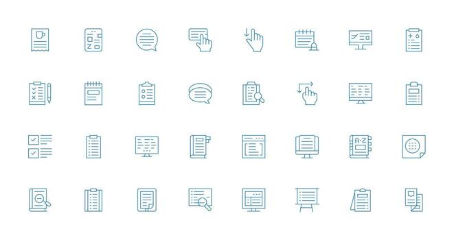 32 Delgado línea estilo íconos desde lista colección icono conjunto para web vector