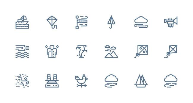 18 Strong Stroke Line Icons for Wind Graphics Multi-Purpose Icon Set vector