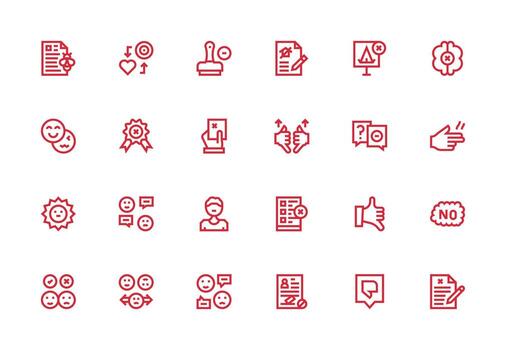 Disapproval Design Icons featuring 24 in Thick Line Line Style Multi-Style Icons for Creative Projects vector