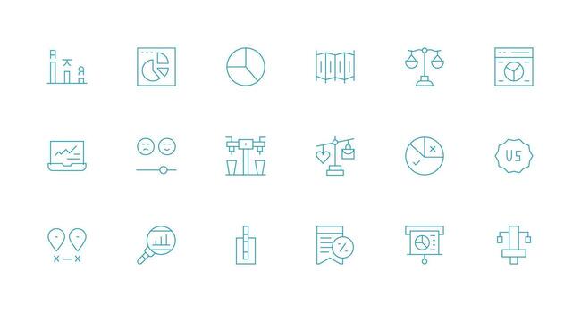 18 Comparison Icons in Minimal Line Aesthetic Web and App Icon Pack Collection vector