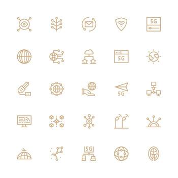 Connectivity Design Icons featuring 25 in Medium Stroke Outline Style User Interface Icons for Digital Products vector