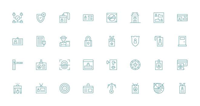Access Control Design Icons featuring 32 in Thin Line Style Sharp Icons for Presentations vector