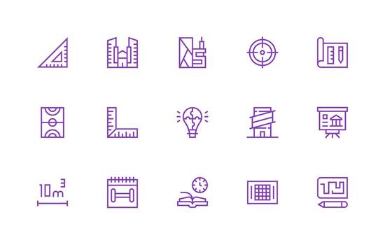 Plan Design Icons featuring 15 in Regular Line Style Style Icon Set vector