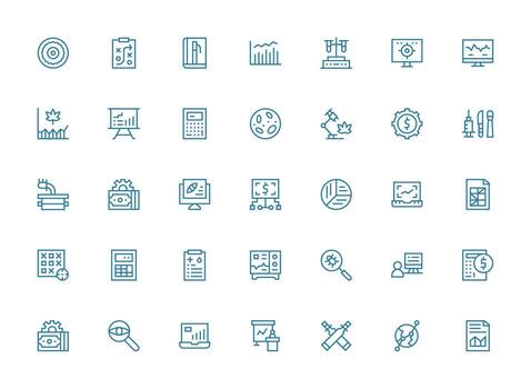 35 Regular Clean Line Vectors for Analysis Theme Multi-Style Icon Collection