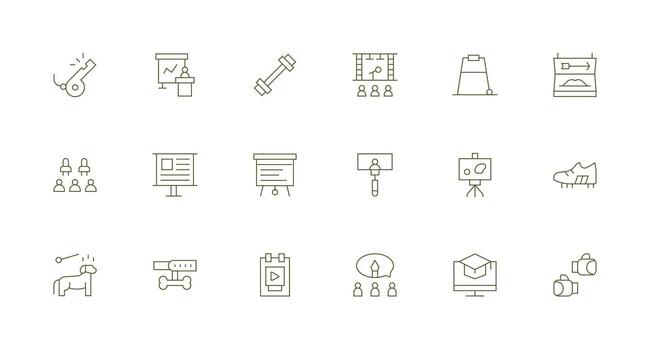 18 Minimal Line Icons for Training Graphics Responsive Icon Set for Flexible Layouts vector