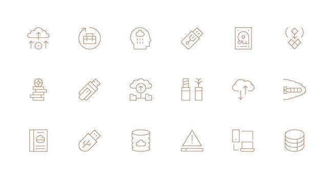 18 Data Backup Icons in Minimal Line Aesthetic Interface Icon Collection vector