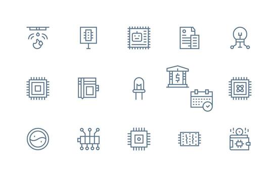 15 Icons for Integrated in Regular Line Format Essential Icons for Rapid UI Building vector