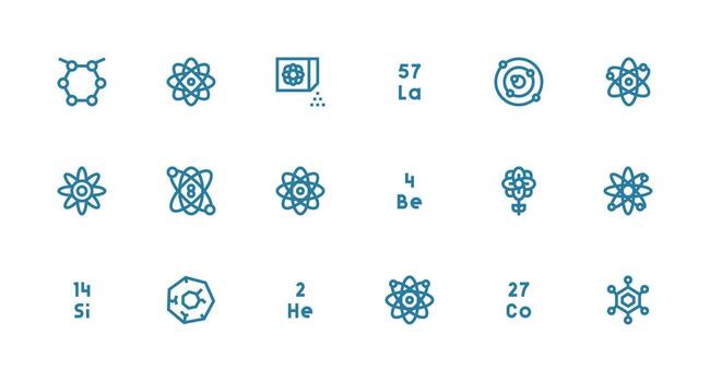 Atom Design Icons featuring 18 in Strong Stroke Line Style Reliable Icons for All Interfaces vector