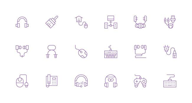 18 Minimal Line Designs for Wired Icons Icon Set for Web vector