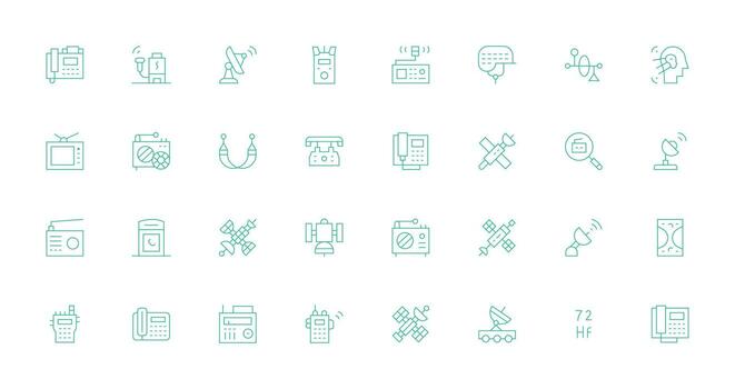 32 Icons for Receiver in Thin Line Format UI and UX Focused Icon Collection vector