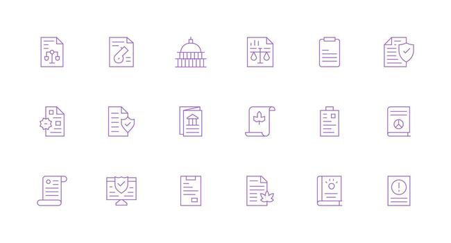 política icono conjunto con 18 mínimo línea gráficos icono conjunto vector