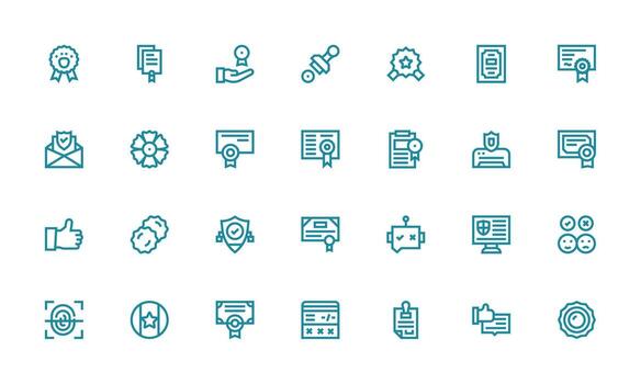 Validation Visual Pack containing 28 Bold Line Icons Minimal Icon Set for Interface Projects vector